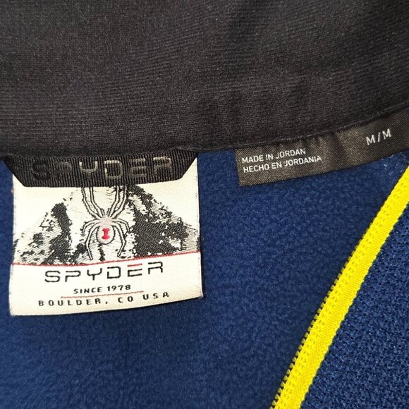 Spyder Outbound Active Mens Blue & Black Fleece Pullover Sweater Waffle Knit Med - Picture 6 of 7